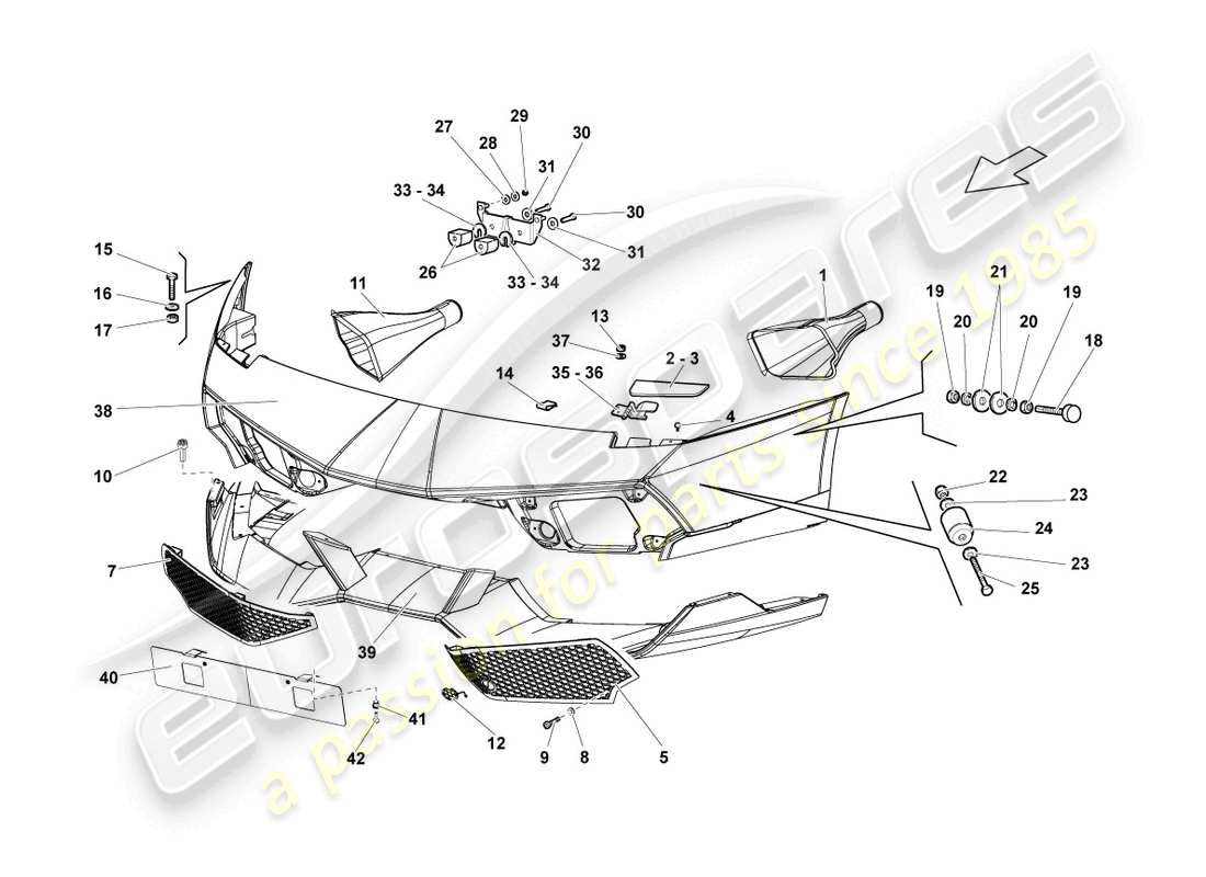 lamborghini lp670-4 sv (2010) parachoques delantero diagrama de piezas