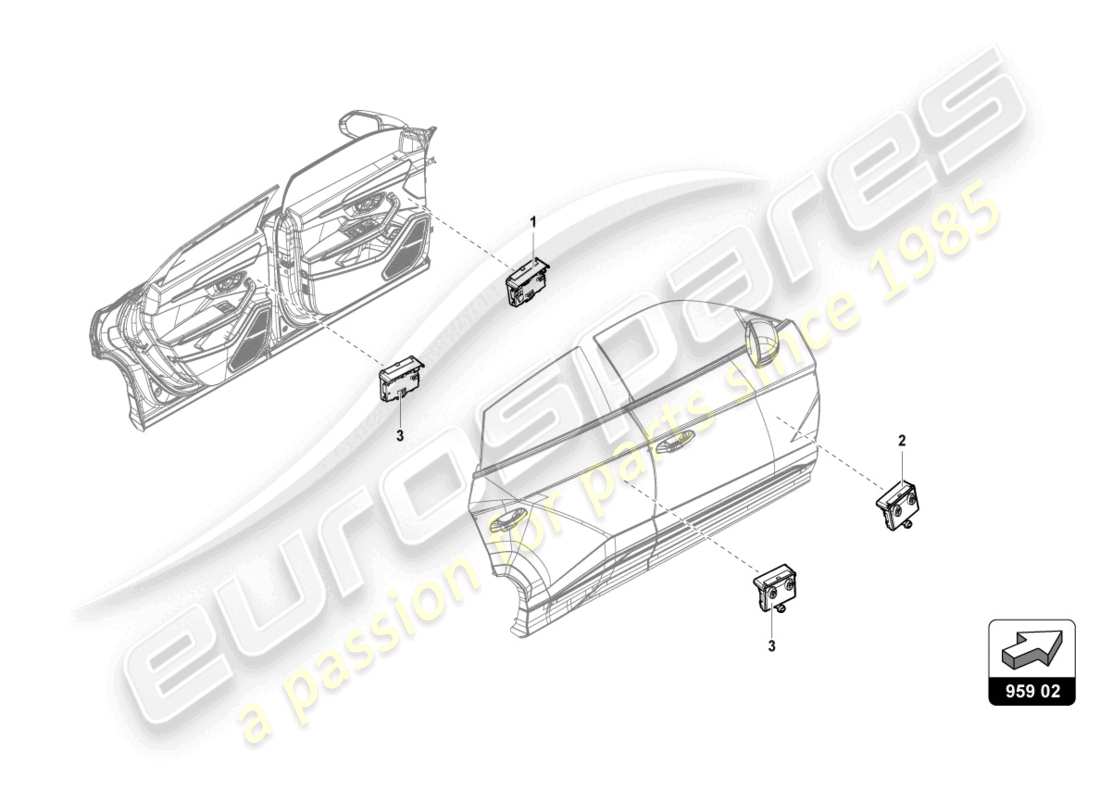 lamborghini urus (2021) unidad de control de puerta diagrama de piezas