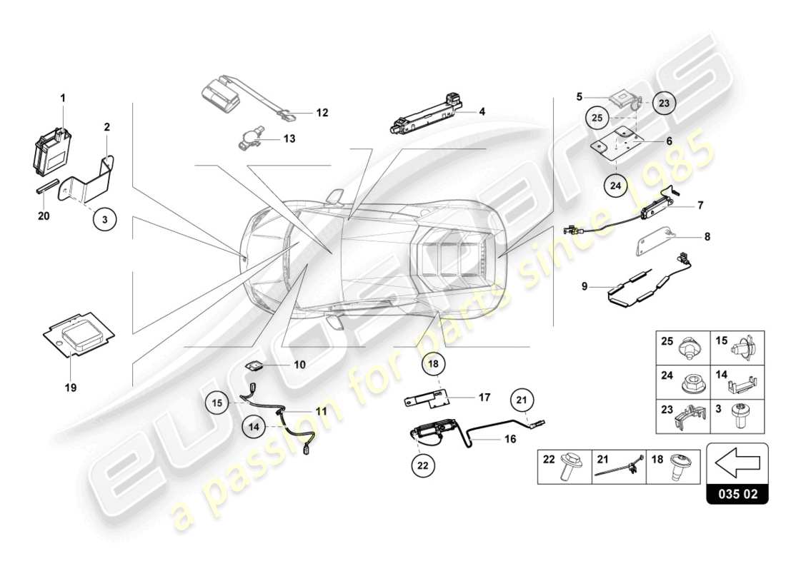 lamborghini 2022 (evo coupe) diagrama de piezas del altavoz