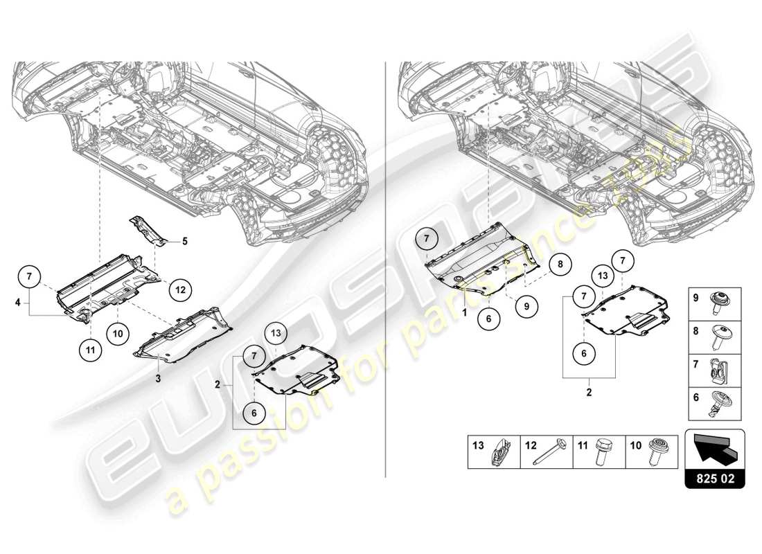 lamborghini urus (2021) adorno de bajos diagrama de piezas