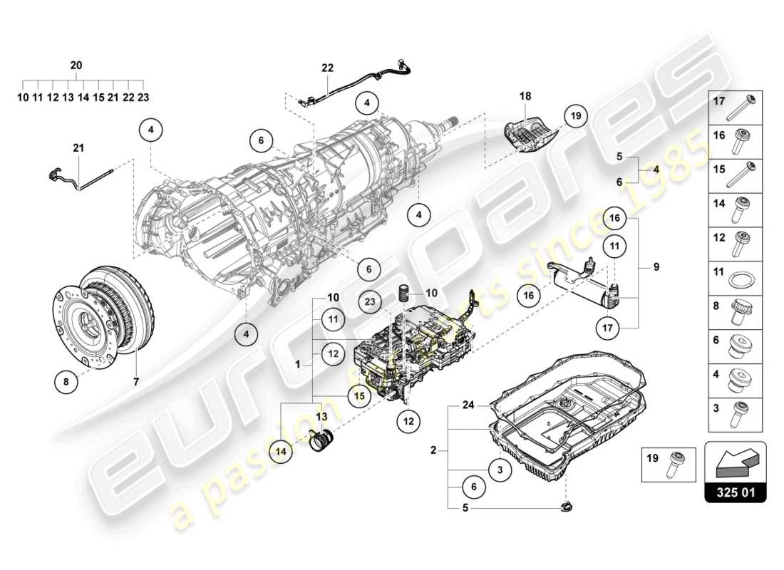 lamborghini urus (2020) mecatrónica con software diagrama de partes
