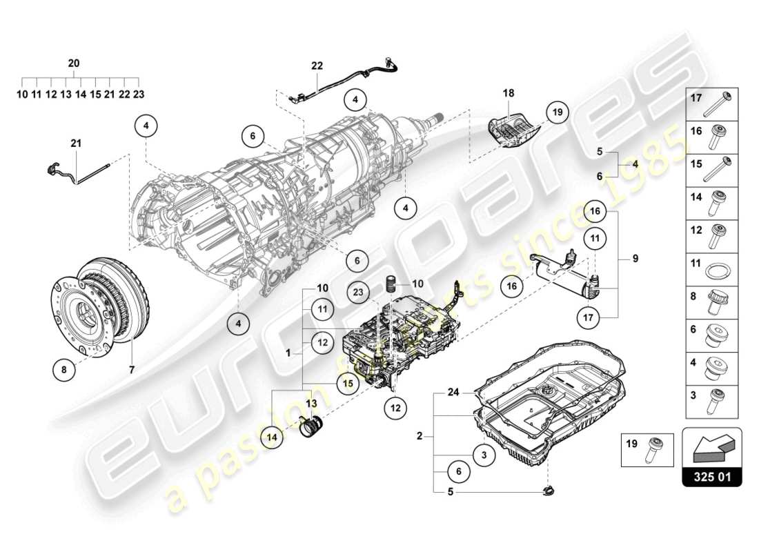 lamborghini urus (2020) mecatrónica con software diagrama de piezas