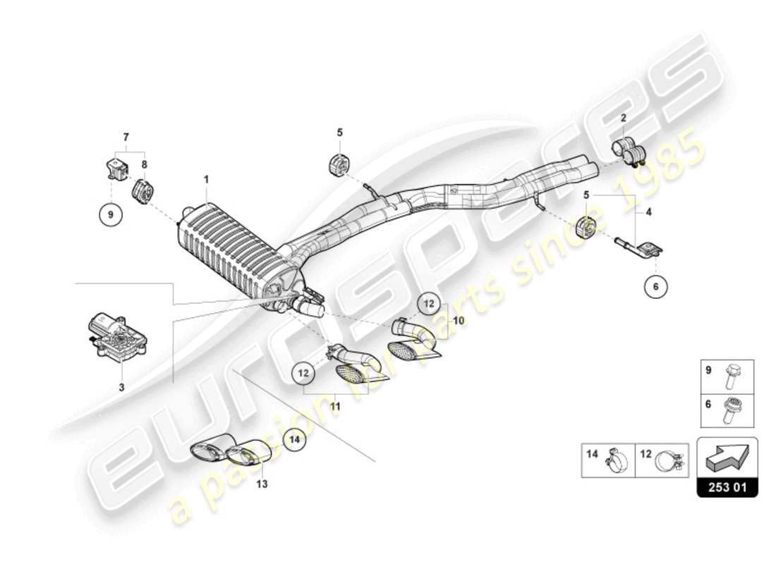 lamborghini urus (2020) rear silencer part diagram