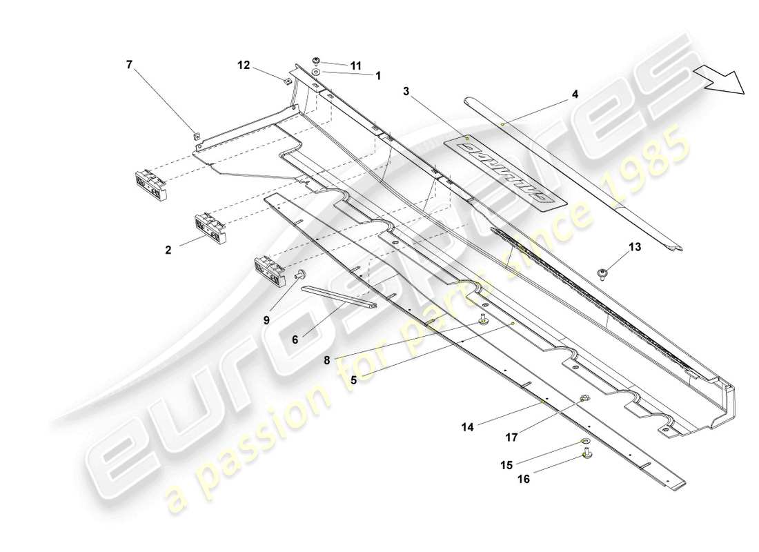 lamborghini gallardo spyder (2006) diagrama de piezas del guarnecido de los miembros laterales