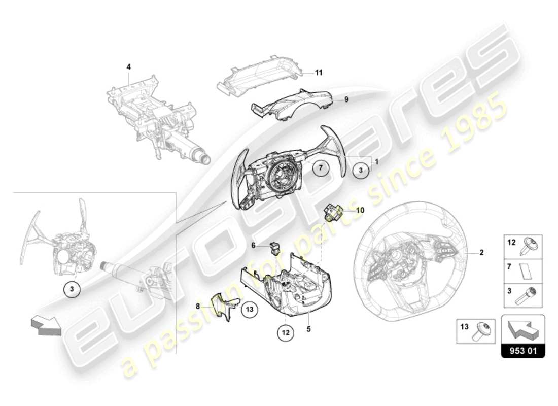 lamborghini revuelto coupe (2024) dirección col. interruptor combinado diagrama de piezas