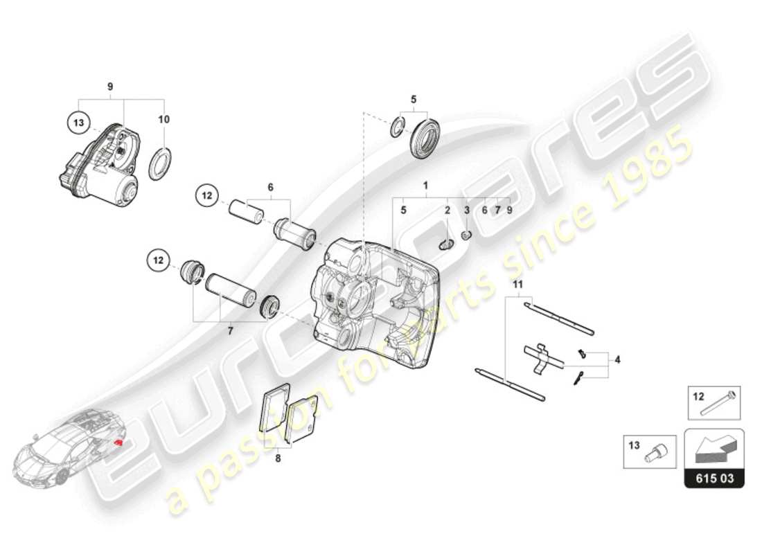 lamborghini revuelto coupe (2024) diagrama de piezas del freno de estacionamiento electrónico