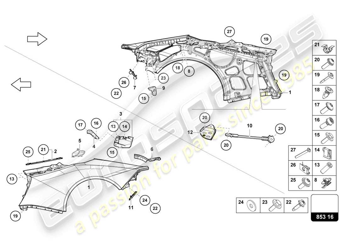 lamborghini tecnica (2024) diagrama de piezas del ala