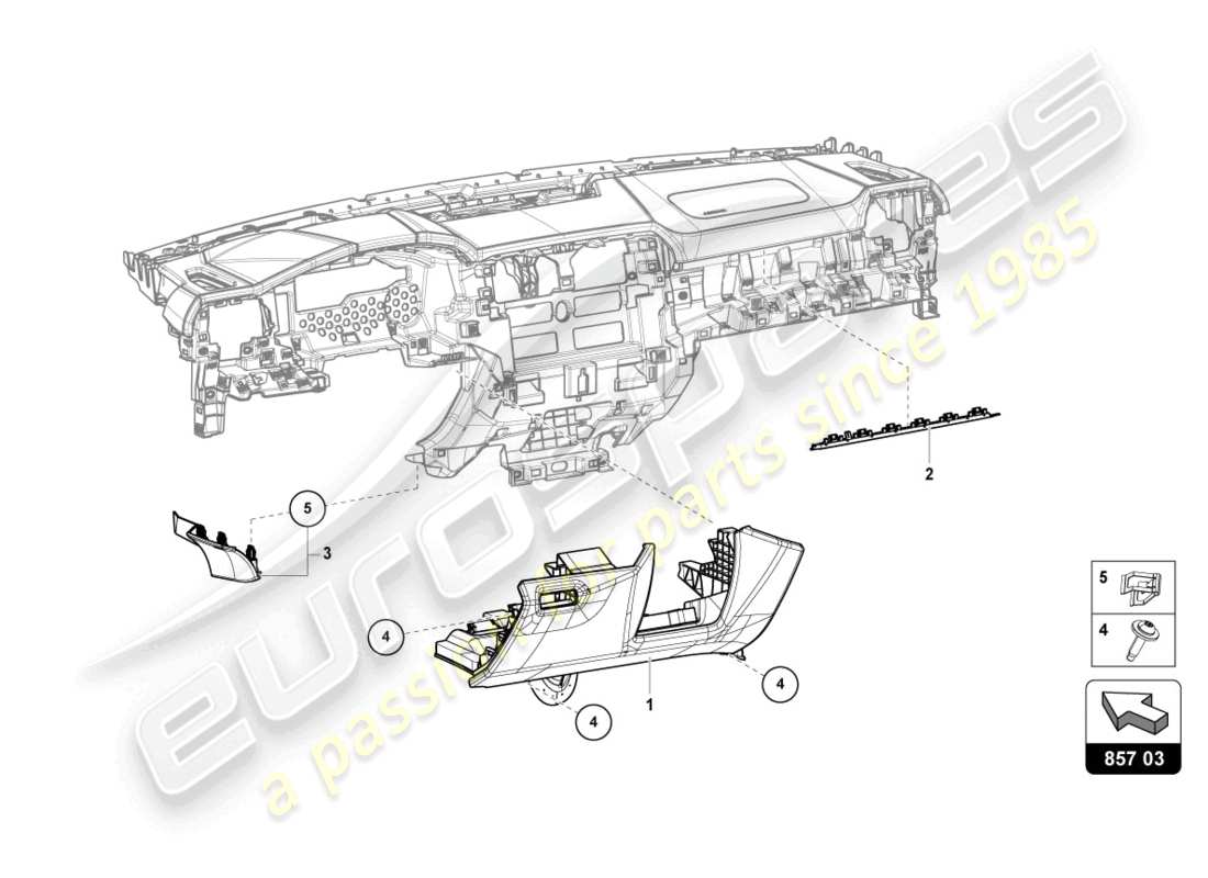 lamborghini urus (2021) tablero de instrumentos diagrama de piezas