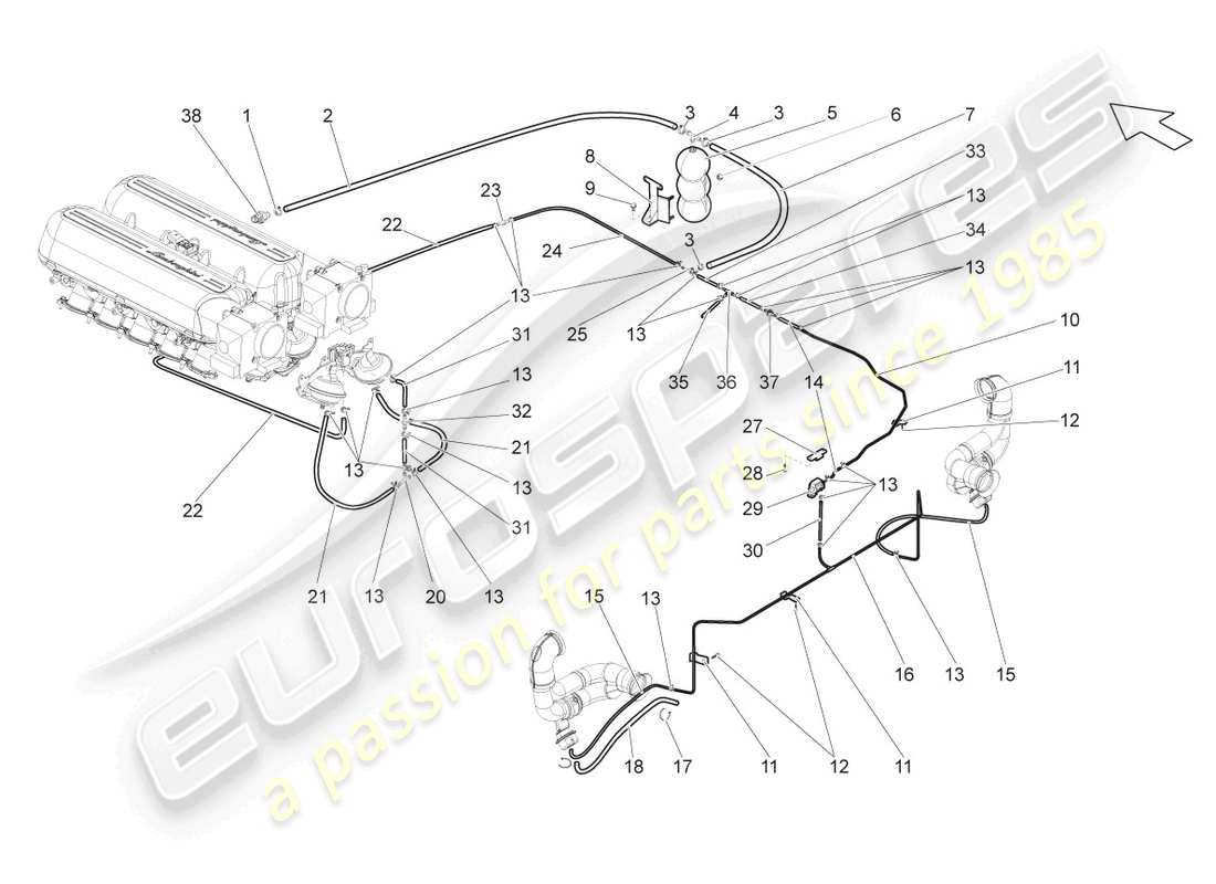 lamborghini gallardo spyder (2006) diagrama de piezas del depósito de vacío