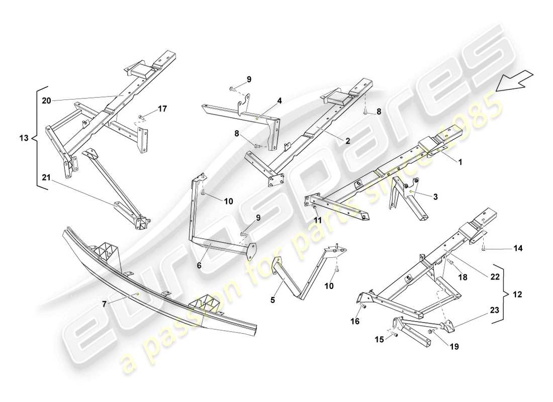 lamborghini lp570-4 sl (2014) parte delantera de la carrocería esquema de piezas