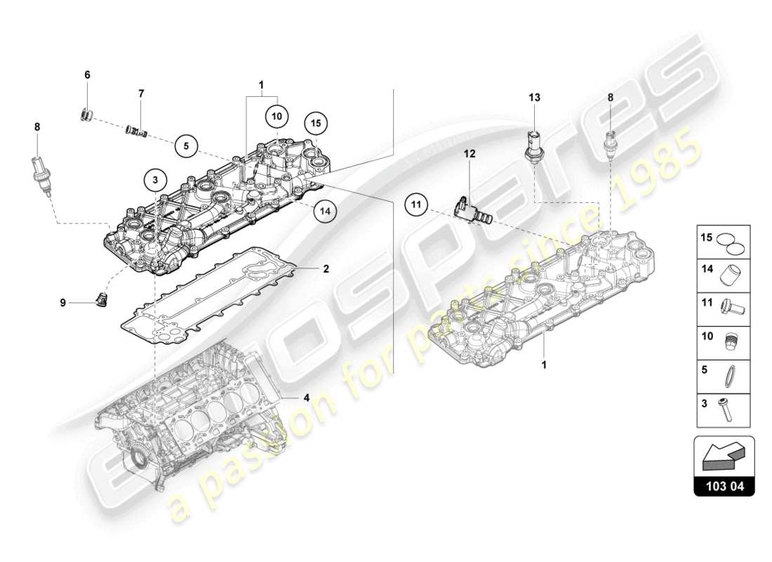 lamborghini evo coupe (2023) diagrama de piezas de la tapa del compartimiento del motor