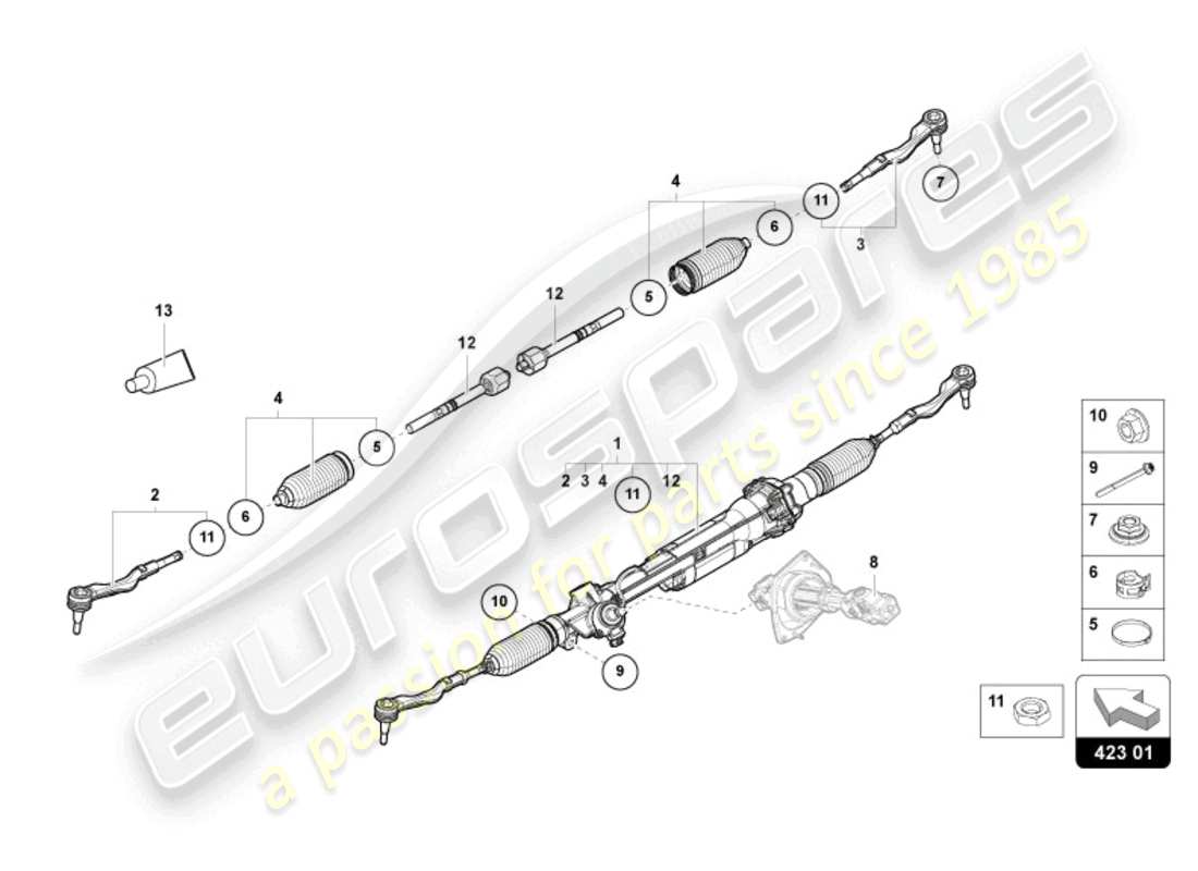 lamborghini revuelto coupe (2024) sistema de dirección diagrama de piezas