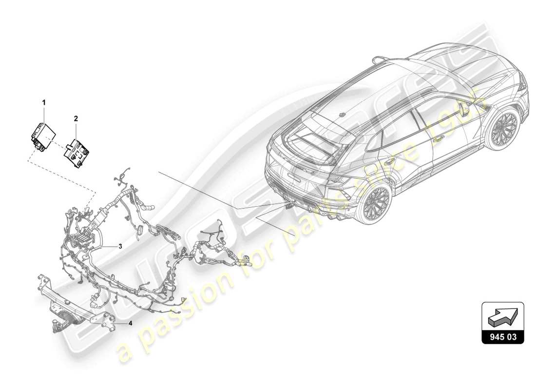 lamborghini urus (2021) piezas eléctricas para remolque diagrama de piezas