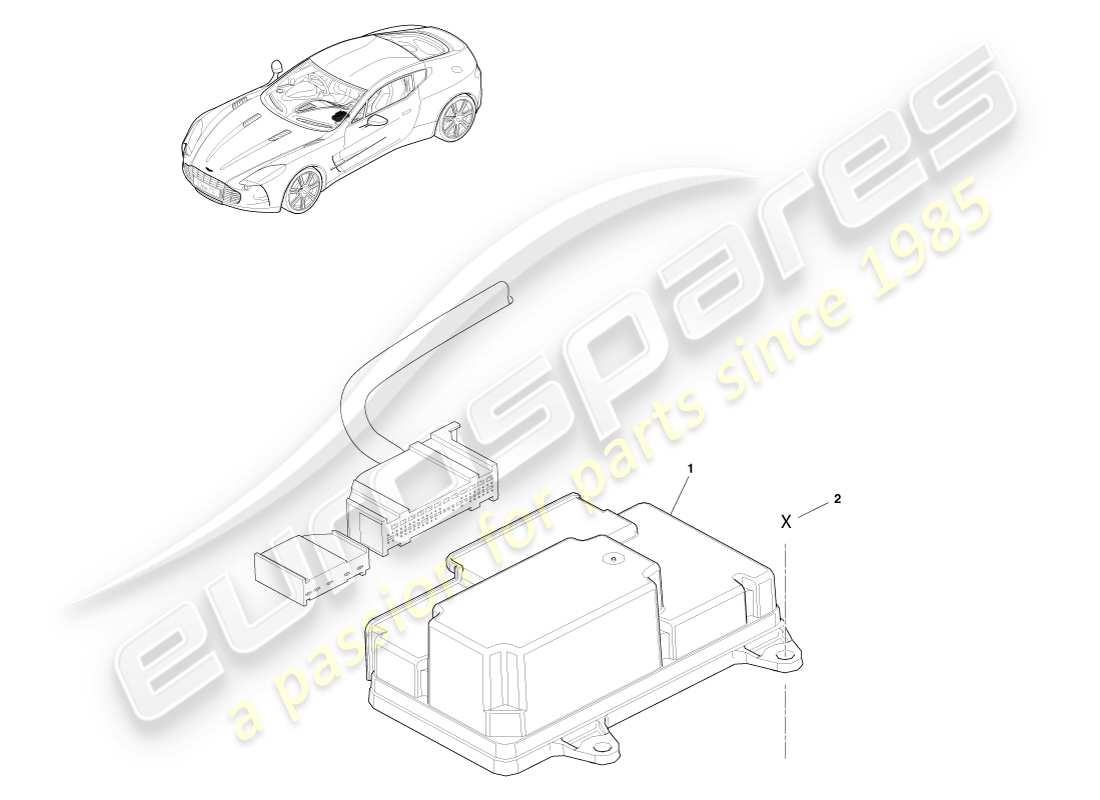 aston martin one-77 (2011) diagrama de piezas de control de airbag