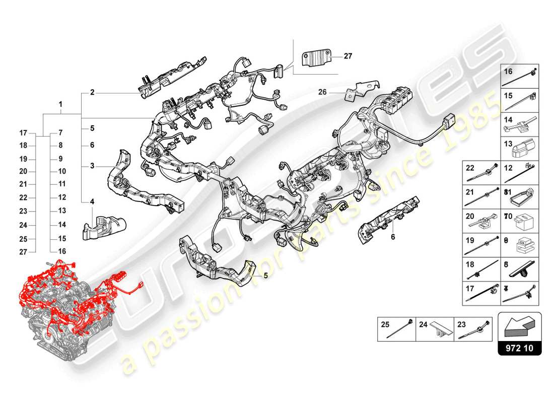 lamborghini urus (2021) juego de cableado para motor diagrama de piezas