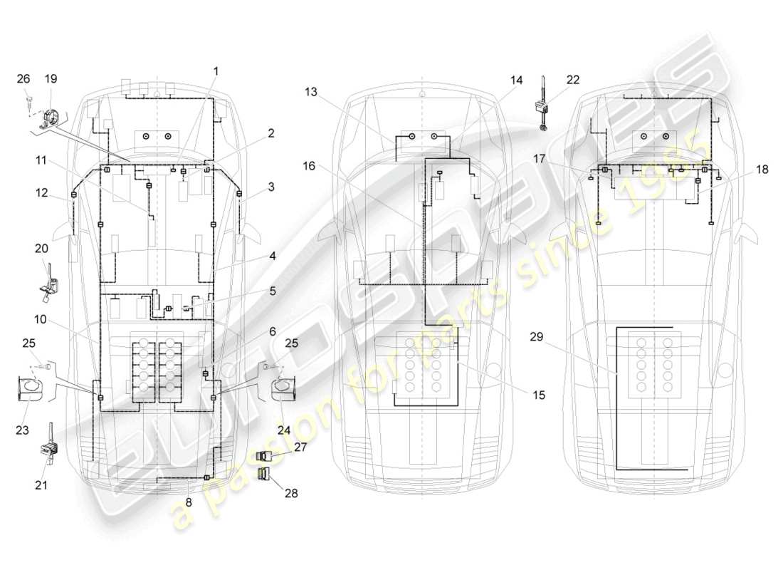 lamborghini gallardo spyder (2006) telares de cableado diagrama de piezas