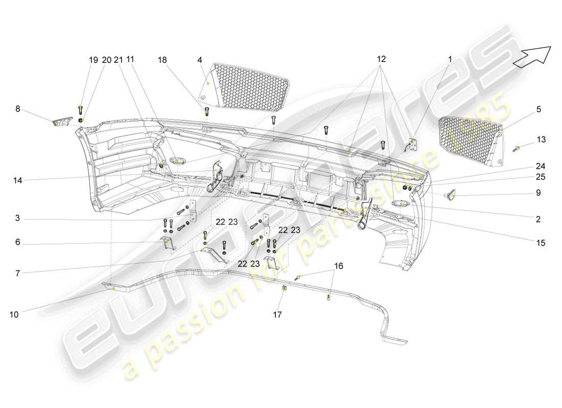 lamborghini gallardo spyder (2006) diagrama de pieza del parachoques delantero