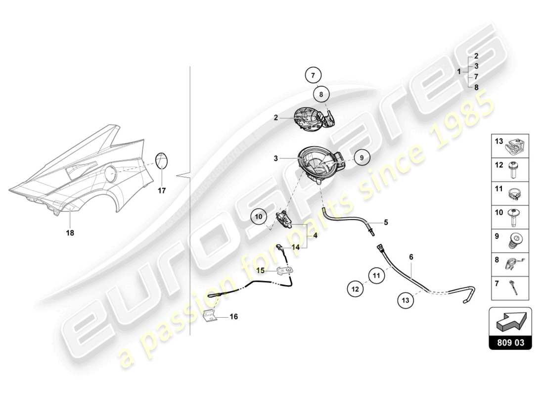 lamborghini 2022 (sto) diagrama de piezas de la tapa de llenado de combustible