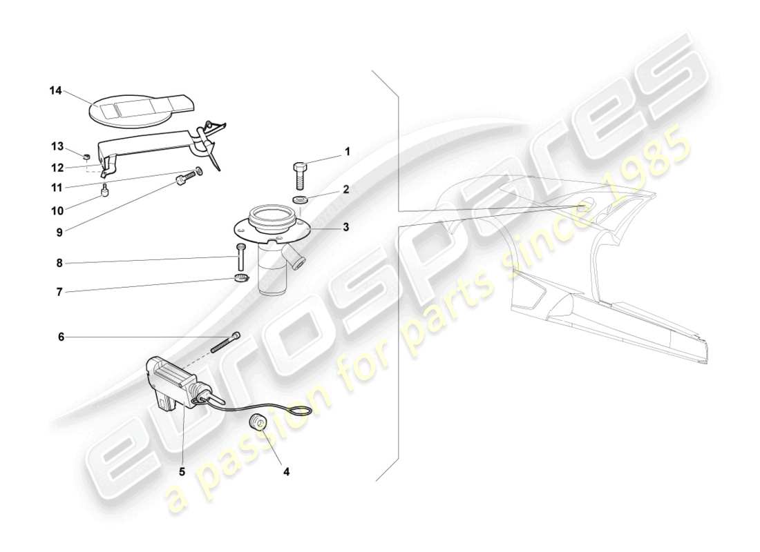 lamborghini lp640 coupe (2009) diagrama de piezas de la tapa de llenado de combustible