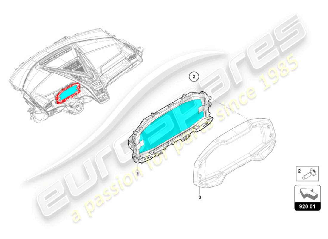 lamborghini revuelto coupe (2024) instrumento combi diagrama de piezas
