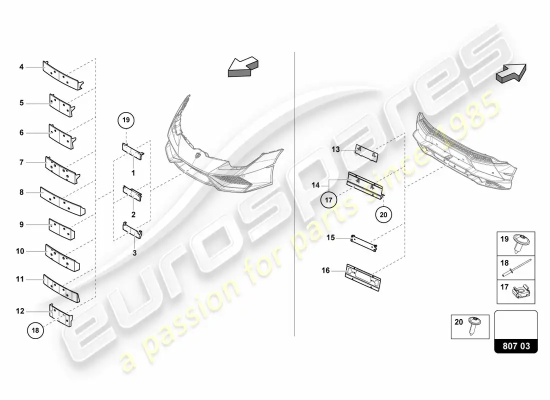 lamborghini lp600-4 zhong coupe (2016) porta matrícula diagrama de piezas