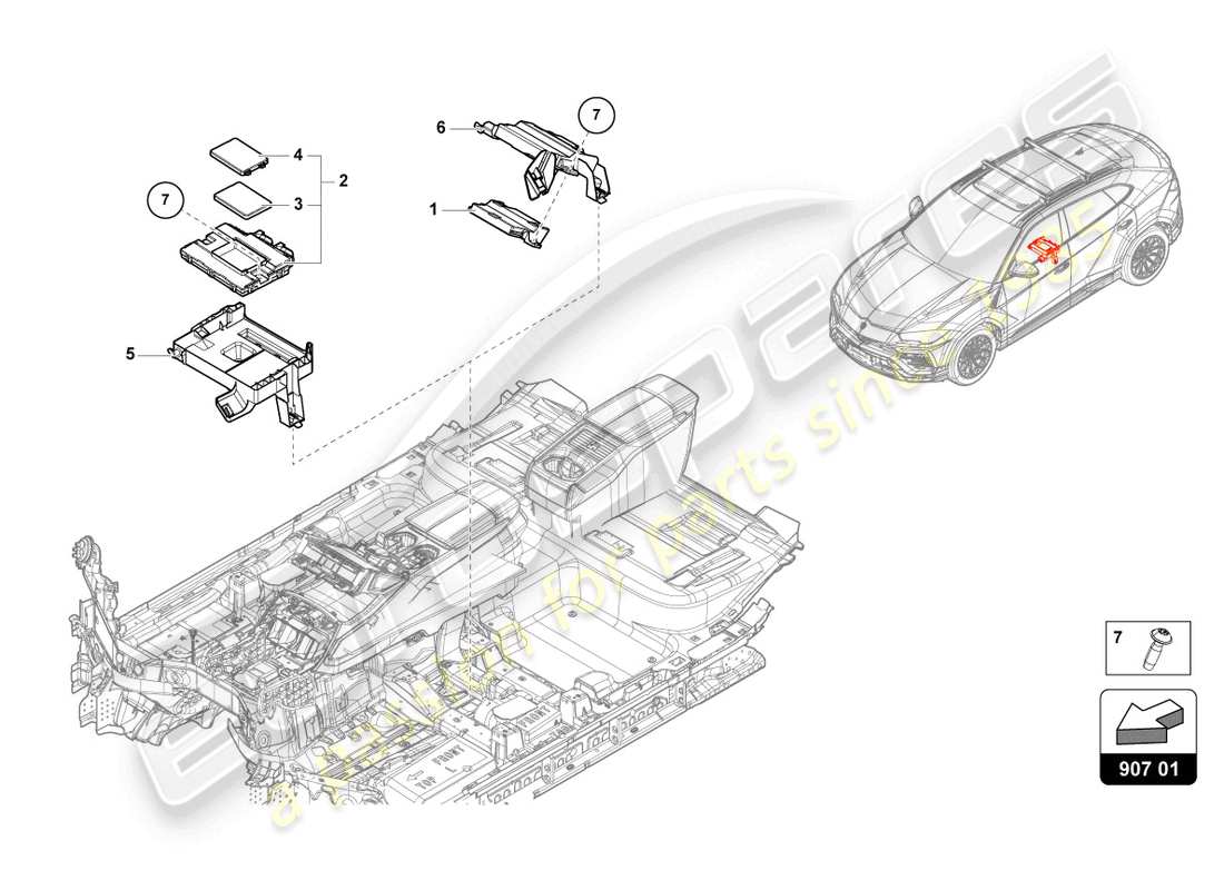 lamborghini urus (2020) interfaz de diagnóstico para bus de datos (gateway) diagrama de piezas