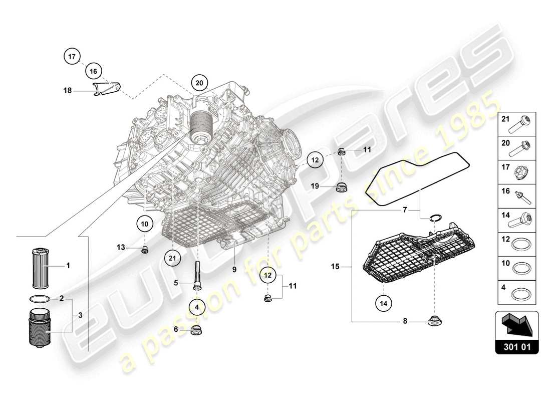 lamborghini evo spyder (2023) diagrama de piezas del filtro de aceite