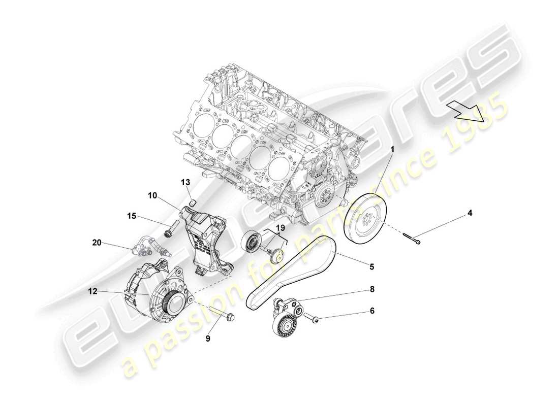 lamborghini lp550-2 coupe (2013) diagrama de piezas del alternador