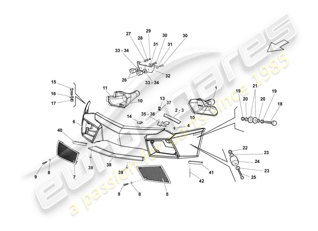 lamborghini reventon roadster parachoques delantero diagrama de piezas