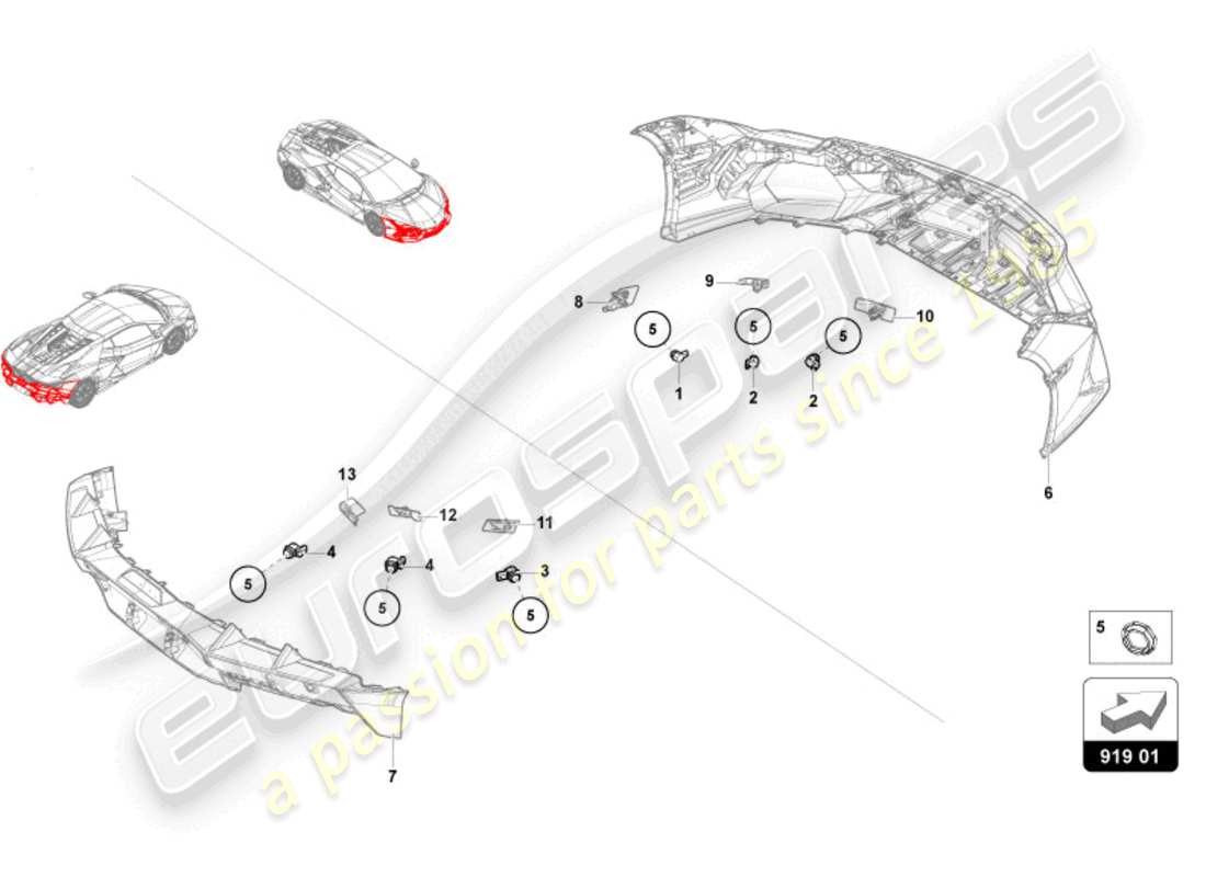 lamborghini revuelto coupe (2024) sensores diagrama de piezas