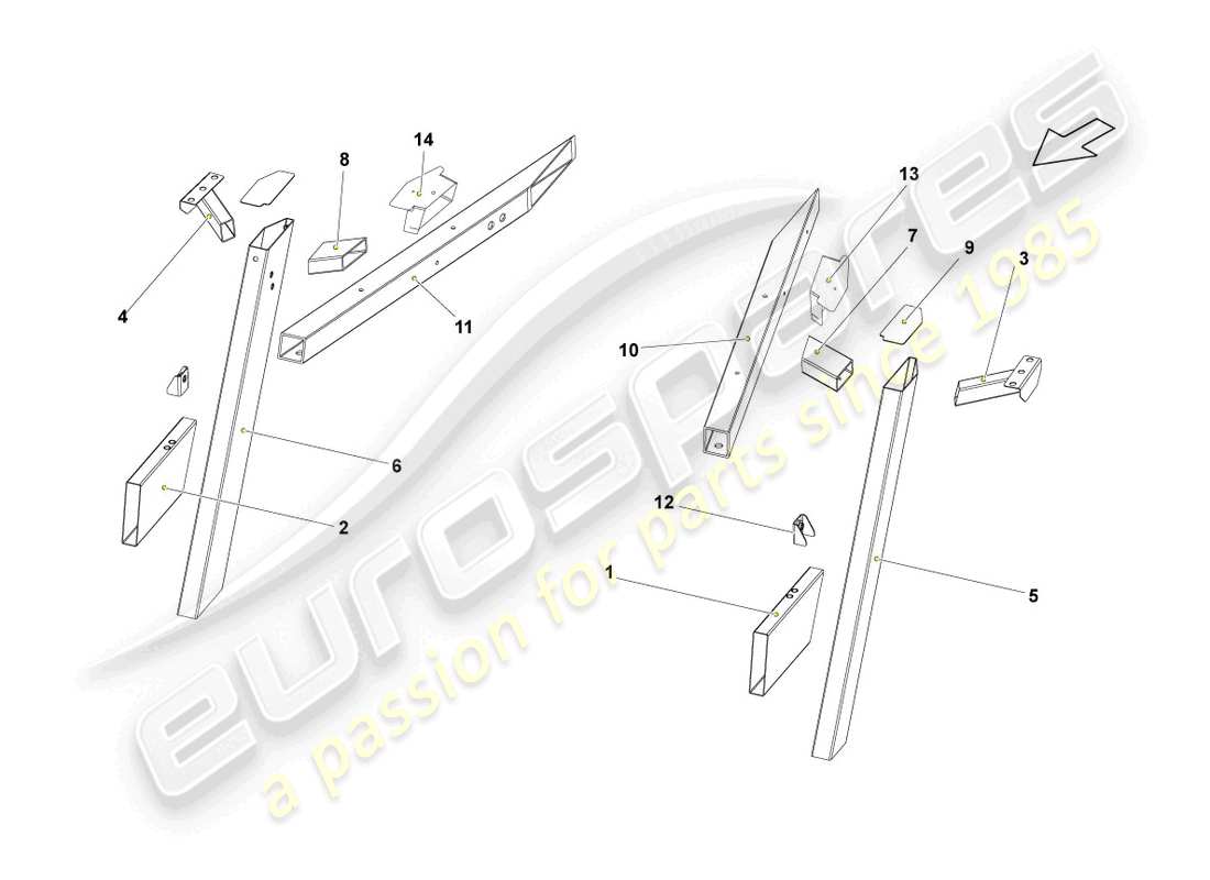 lamborghini lp560-4 coupe (2011) parte trasera del miembro lateral diagrama de piezas