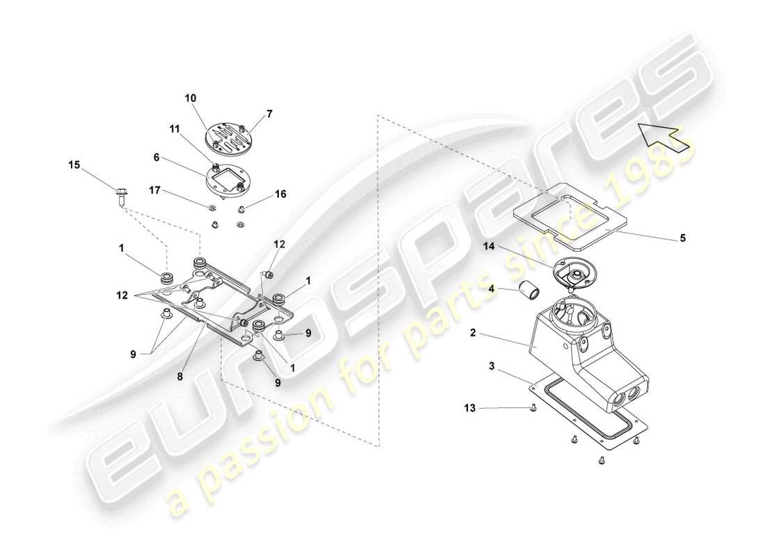 lamborghini gallardo spyder (2006) diagrama de piezas de la carcasa del selector