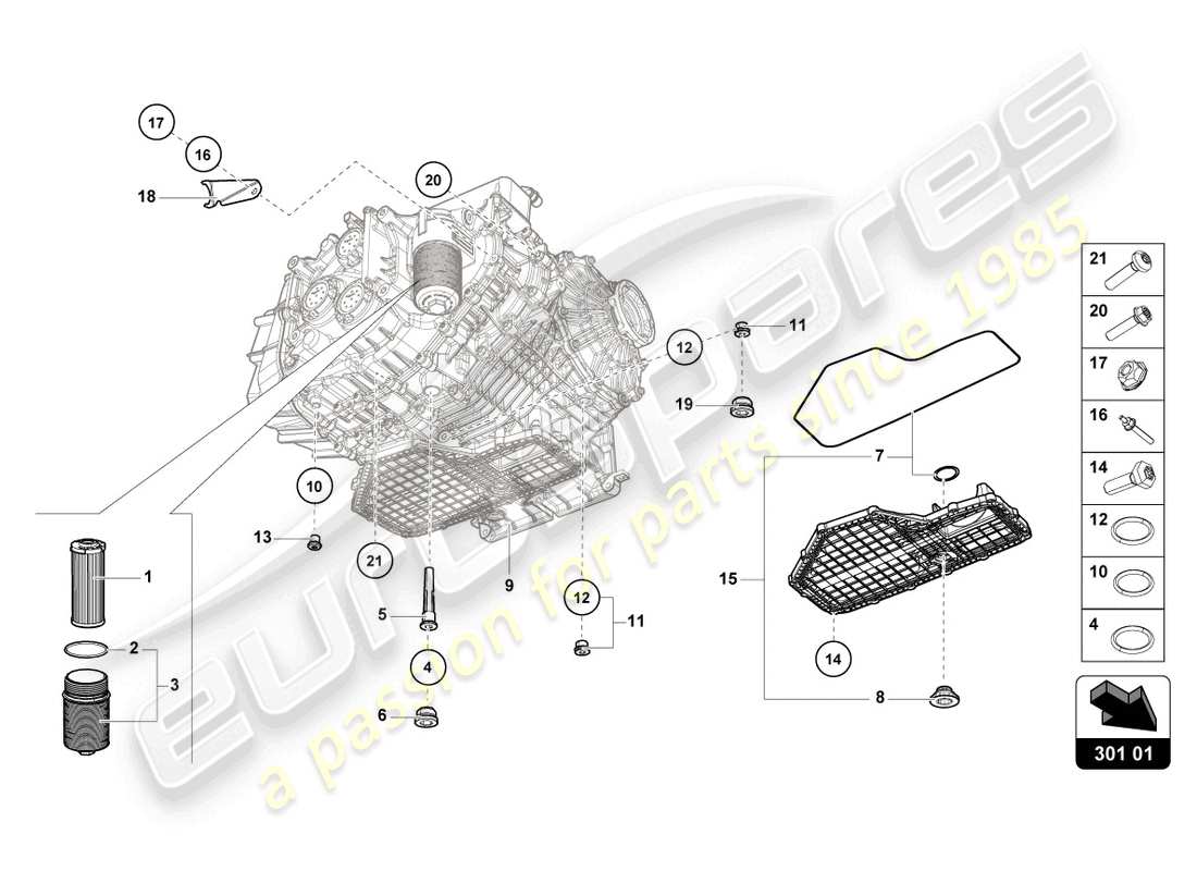 lamborghini evo coupe (2023) diagrama de piezas del filtro de aceite