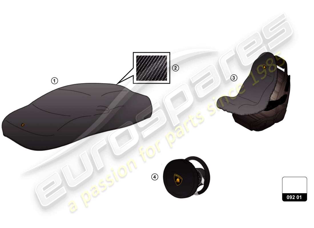 lamborghini aventador ultimae (accessories) diagrama de piezas de protección