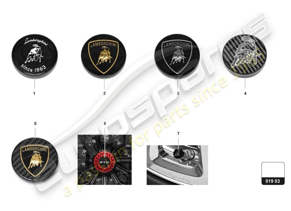 lamborghini huracan sto (accessories) diagrama de piezas de la tapa del cubo