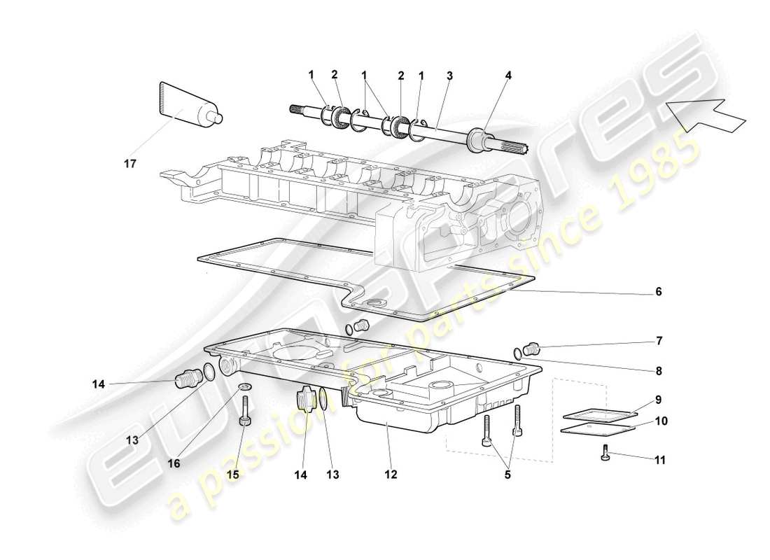 lamborghini lp640 coupe (2009) diagrama de piezas del cárter de aceite