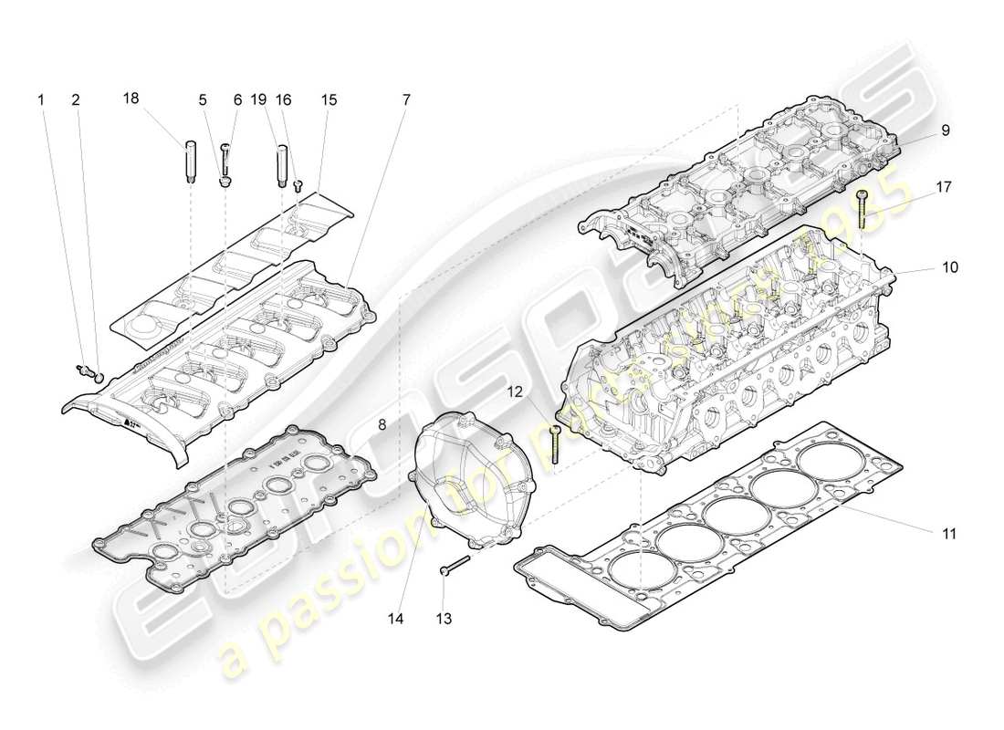 lamborghini gallardo spyder (2006) cilindros de culata 1-5 diagrama de piezas