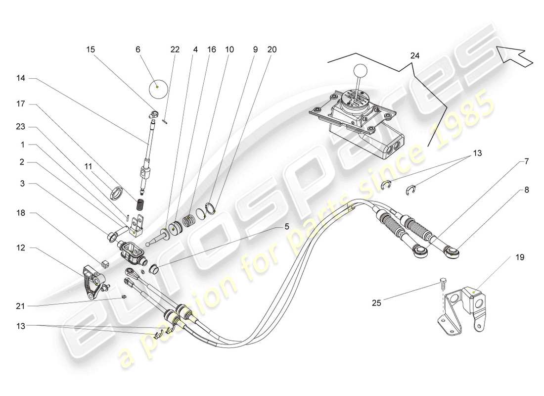 lamborghini gallardo spyder (2006) mecanismo selector diagrama de piezas