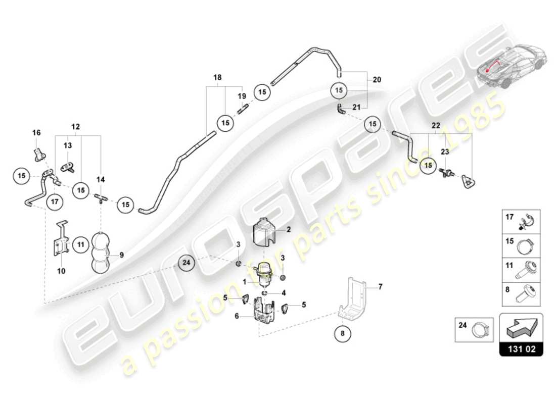 lamborghini revuelto coupe (2024) línea de vacío diagrama de piezas