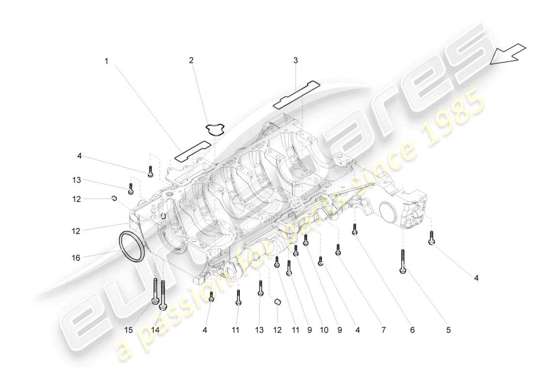 lamborghini gallardo coupe (2004) diagrama de piezas de la carcasa inferior del carter