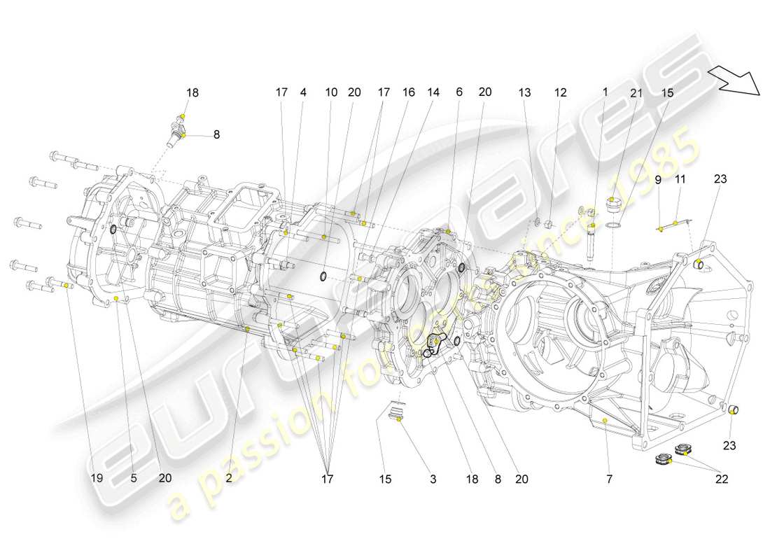 lamborghini gallardo coupe (2004) diagrama de piezas de la caja de engranajes