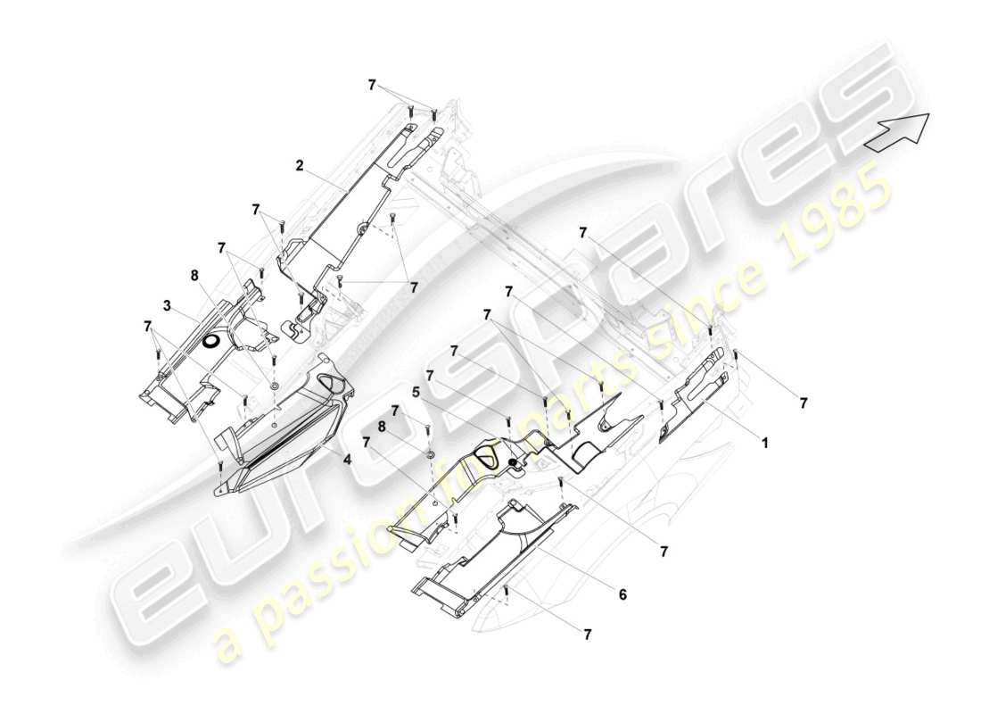 lamborghini gallardo spyder (2007) tapa para compartimiento del motor diagrama de piezas