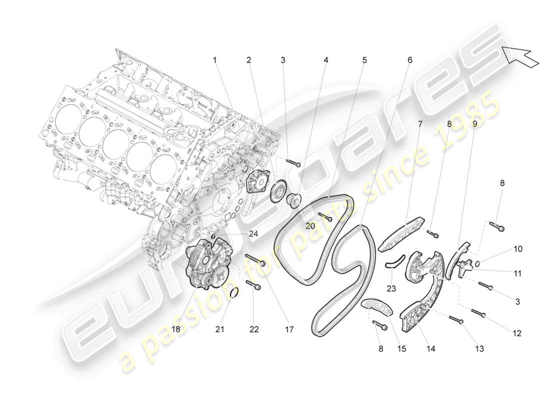 lamborghini gallardo spyder (2006) cadena de distribución diagrama de piezas