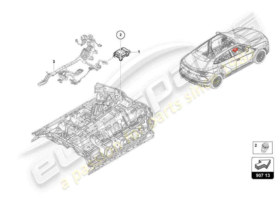 lamborghini urus (2021) unidad de control para chasis diagrama de piezas