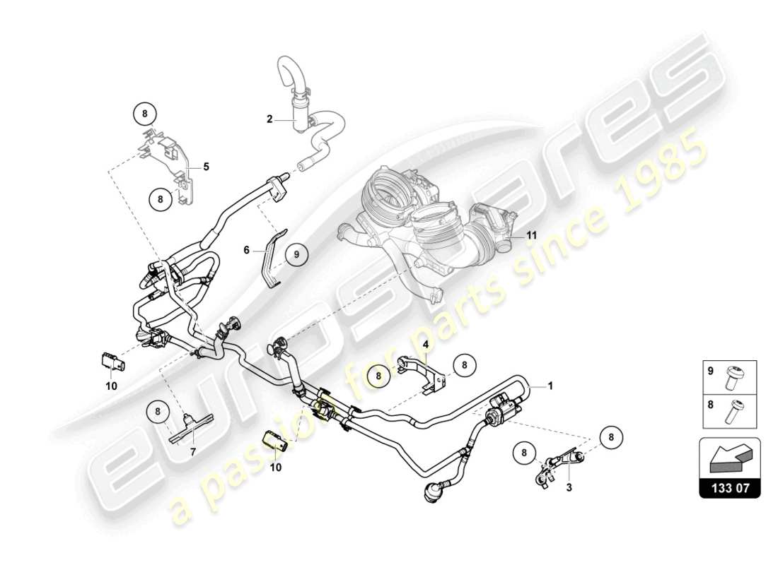 lamborghini urus (2020) fuel supply line 4.0 ltr. part diagram