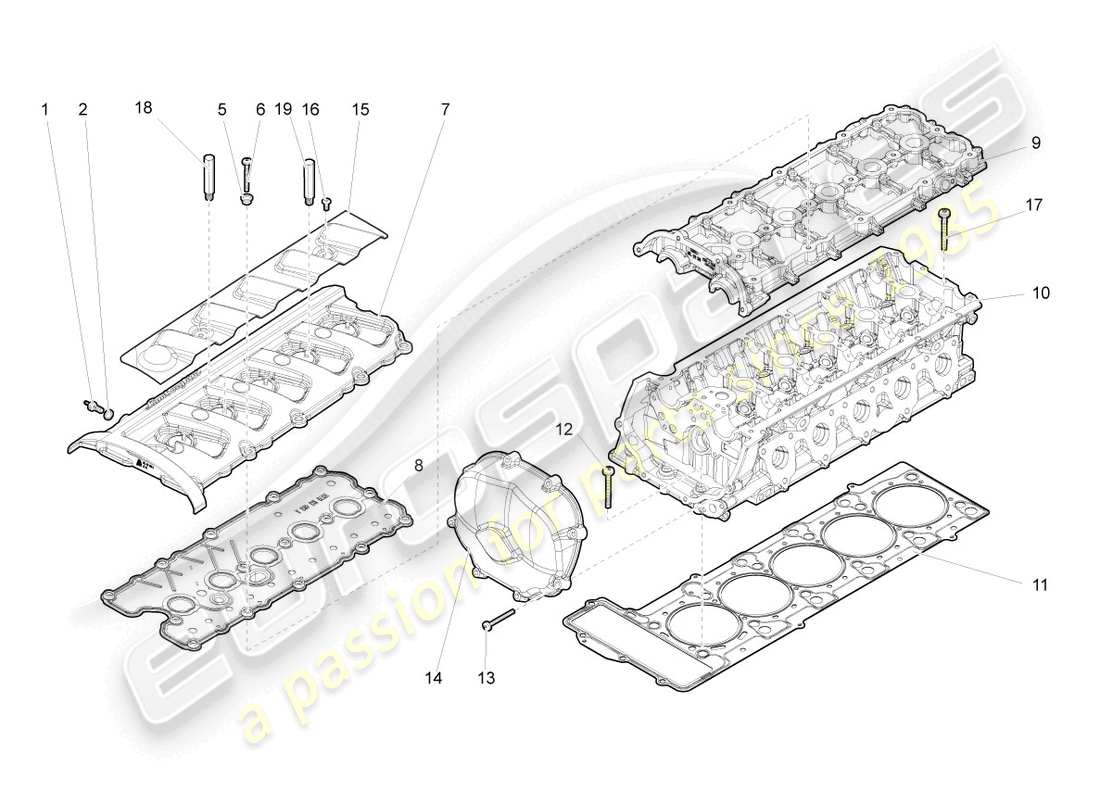 lamborghini gallardo coupe (2004) cilindros de culata 1 diagrama de piezas