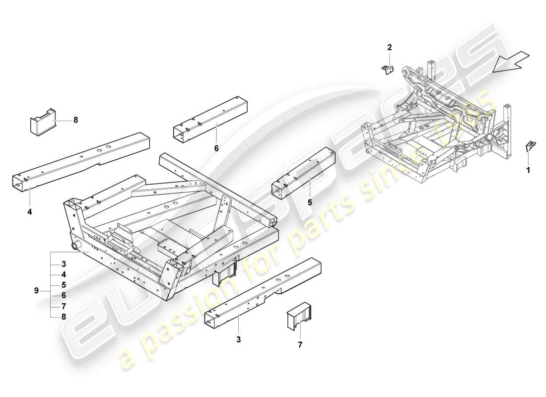 lamborghini gallardo coupe (2004) parte delantera de la carrocería diagrama de piezas