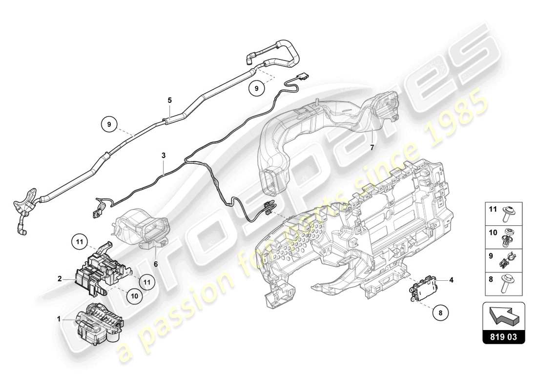 lamborghini urus (2021) diagrama de piezas del dispensador de aroma