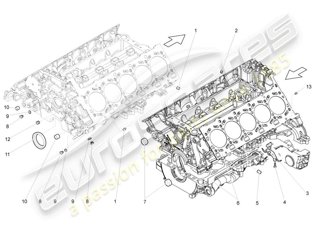 lamborghini lp560-4 coupe (2011) diagrama de piezas de la carcasa del cárter