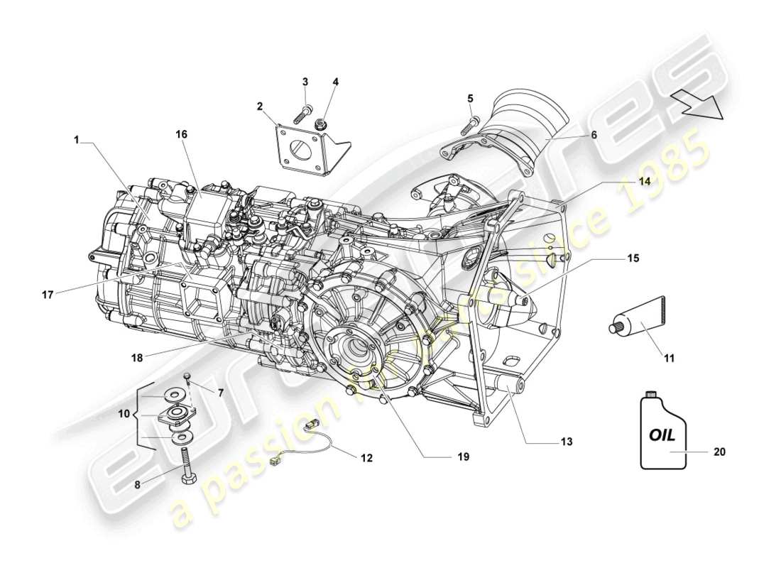 lamborghini lp560-4 coupe (2011) caja de cambios completa diagrama de pieza